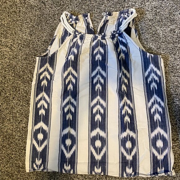 JCrew Rope Neck Tank with Blue Geometric Design - Picture 1 of 3